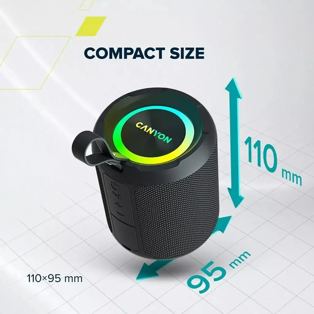 Портативна акустика Canyon OnMove 11 IPX6 TWS 20W EQ RGB Black (CNE-CBTSP11) - фото 8