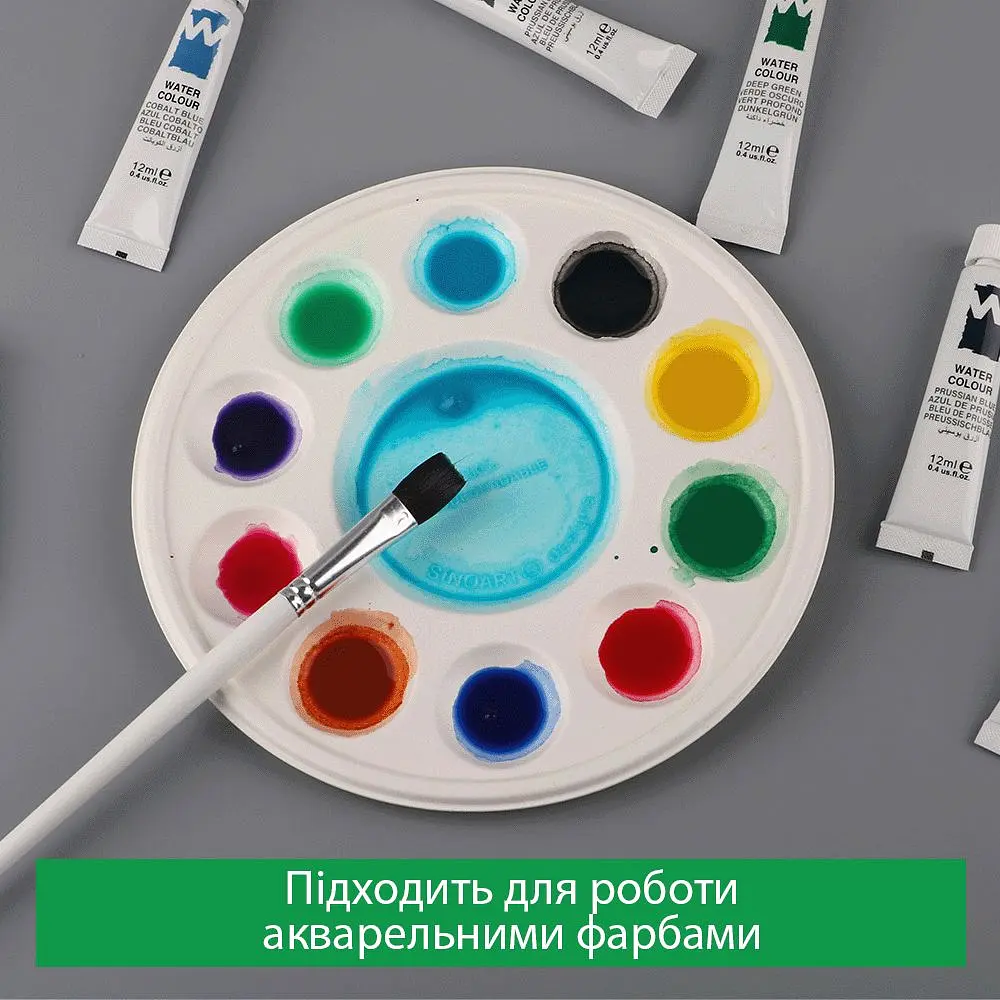 Палітра SINOART, бамбукова, біорозкладна, діаметр 18,7 см, 10 лунок, 10 шт в упаковці - фото 8