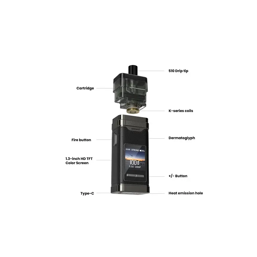 Под-система Smoant Pasito 3 100W Pod 2800mAh 7ml електронна сигарета Kit Matte Black (18829) - фото 3