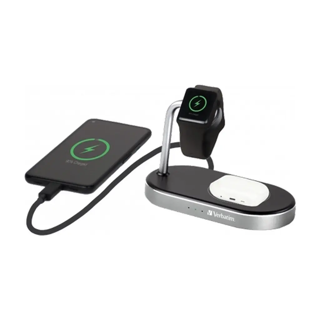 Зарядний пристрій Verbatim 3in1 Apple Watch and iPhone Charging Stand (49556) - фото 8