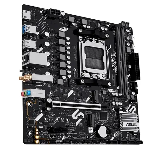 Материнська плата AM5 Asus PRIME B850M-F WIFI, B850, 2xDDR5, Int.Video (CPU), 4xSATA3, 2xM.2, 1xPCI-E 5.0 x16, 1xPCI-E 4.0 x1, Realtek 7.1, Realtek 1Gb, WiFi 6, Bluetooth 5.3, 4xUSB 3.2 / 6xUSB 2.0, HDMI, MicroATX - фото 4