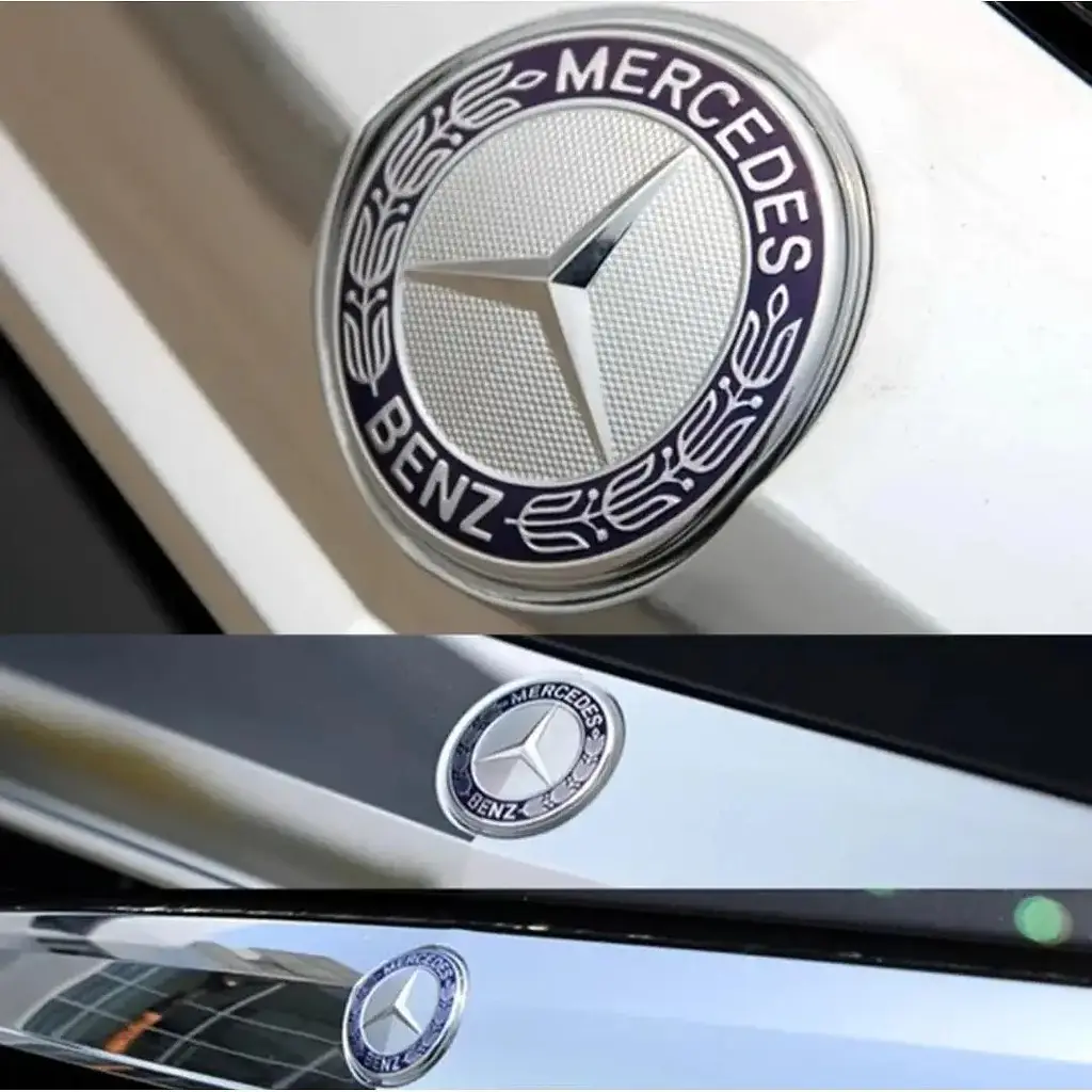 Емблема капота Mercedes-Benz хром+синій d=40мм вигнута! (на 3 напрямних) OEM A2218170016 - фото 2