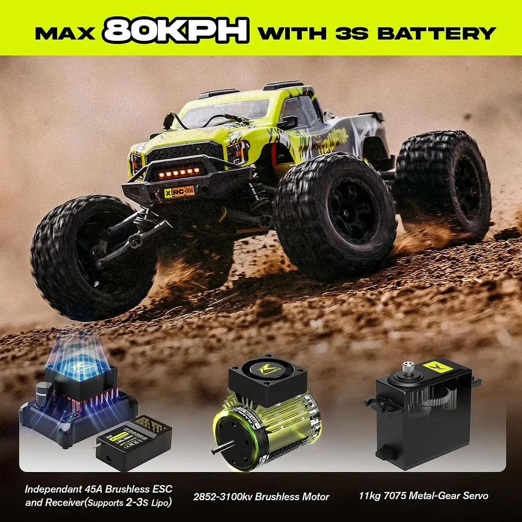 Машинка на радіокеруванні AMORIL 1/10 RTR Безщіткові швидкі RC автомобілі для дорослих, максимум 50 миль на годину Б/в - фото 9