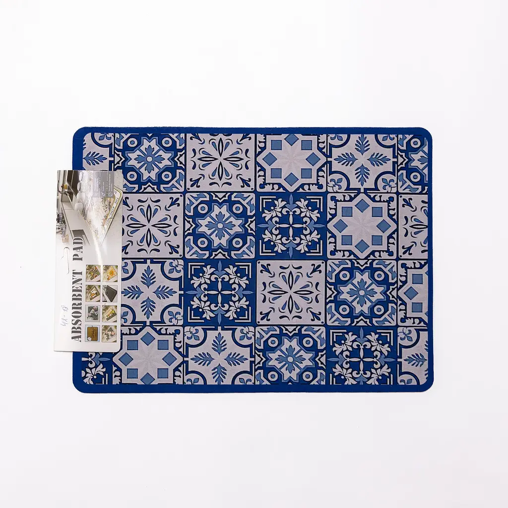 Диатомитовый коврик на кухню для сушки посуды 30×40 (см) моющий влагопоглощающий коврик на столешницу для посуды Синий Yiwu HP-42-18 - фото 2