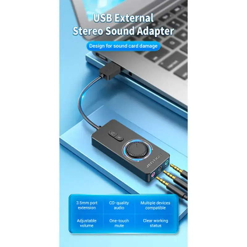 Звукова плата Vention Audio USB 3х3.5 мм jack 0.15 м Volume Control (CDRBB) - фото 3