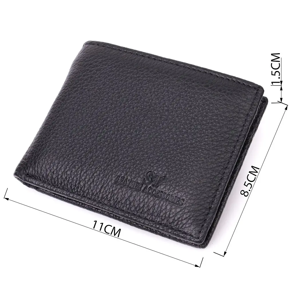 Якісний затиск із натуральної шкіри ST Leather 22472 чорний - фото 3