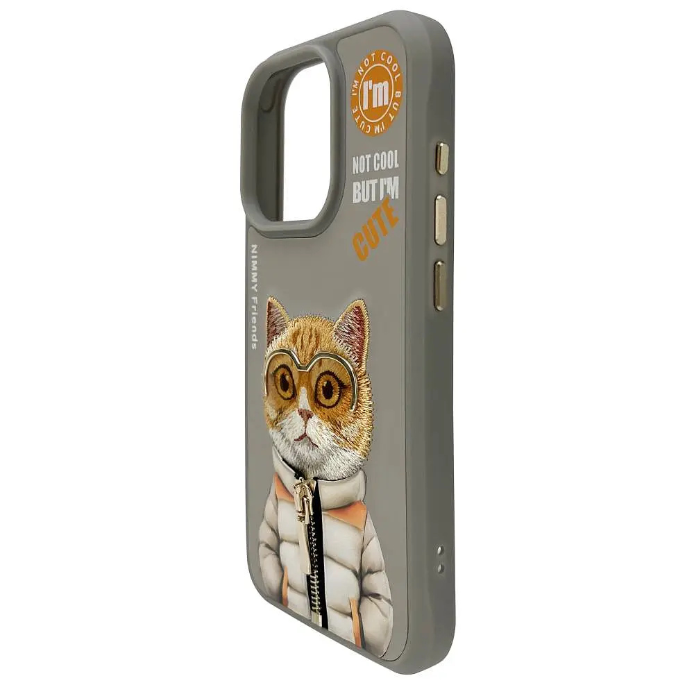 Чохол Nimmy 3D Matal Buttons Apple iPhone 15 Cat Grey - фото 2