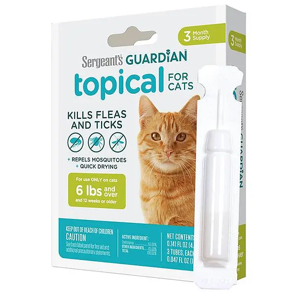 Краплі від бліх, кліщів, комарів Sergeant’s Guardian для котів від 2.7 кг 1.4 мл 3 шт.