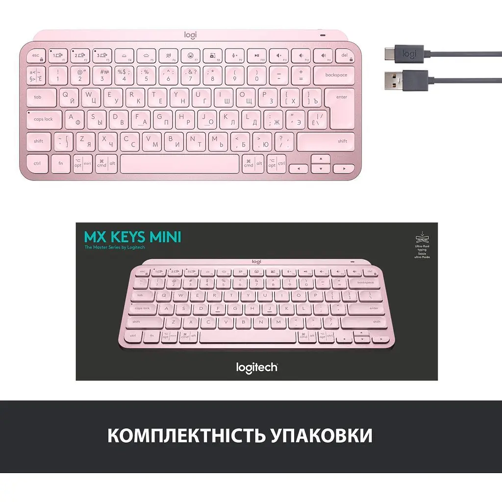 Клавіатура Logitech MX Keys Mini Rose (920-010500) [78339] - фото 6