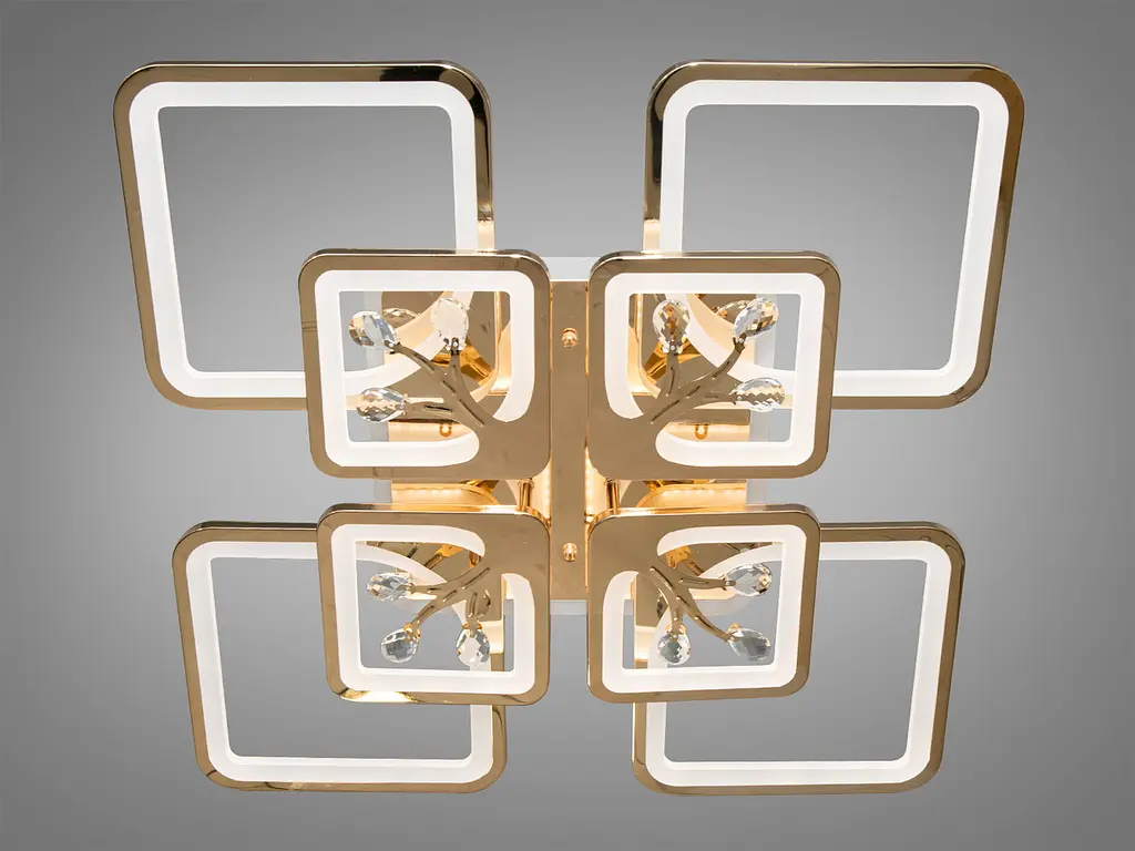 Стельова LED-люстра Diasha 8157/4+4G 190W, 60x60x12 см, 3 кольори світла, диммер, пульт - фото 4
