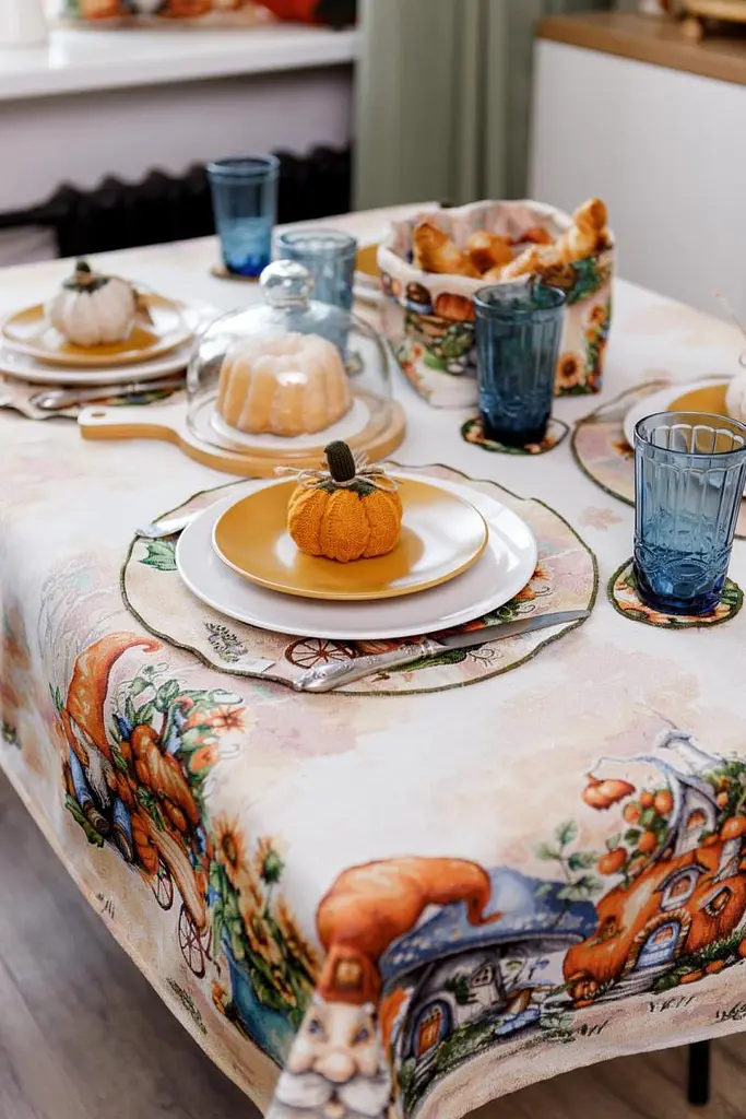 Скатертина Прованс Гарбузові гноми гобеленова 135х220 см (36243) - фото 9