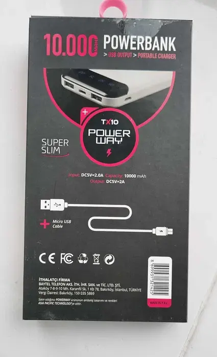 Портативный внешний аккумулятор Power Bank Powerway TX10 10000mAh (Черный) - фото 7