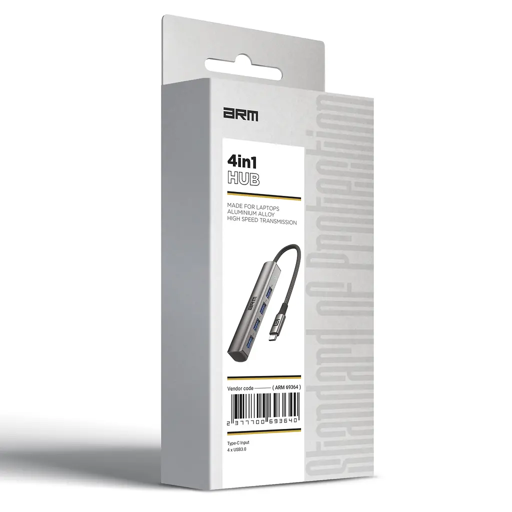 Хаб USB-C ArmorStandart Type-C to 4USB Grey (ARM69364) - фото 4