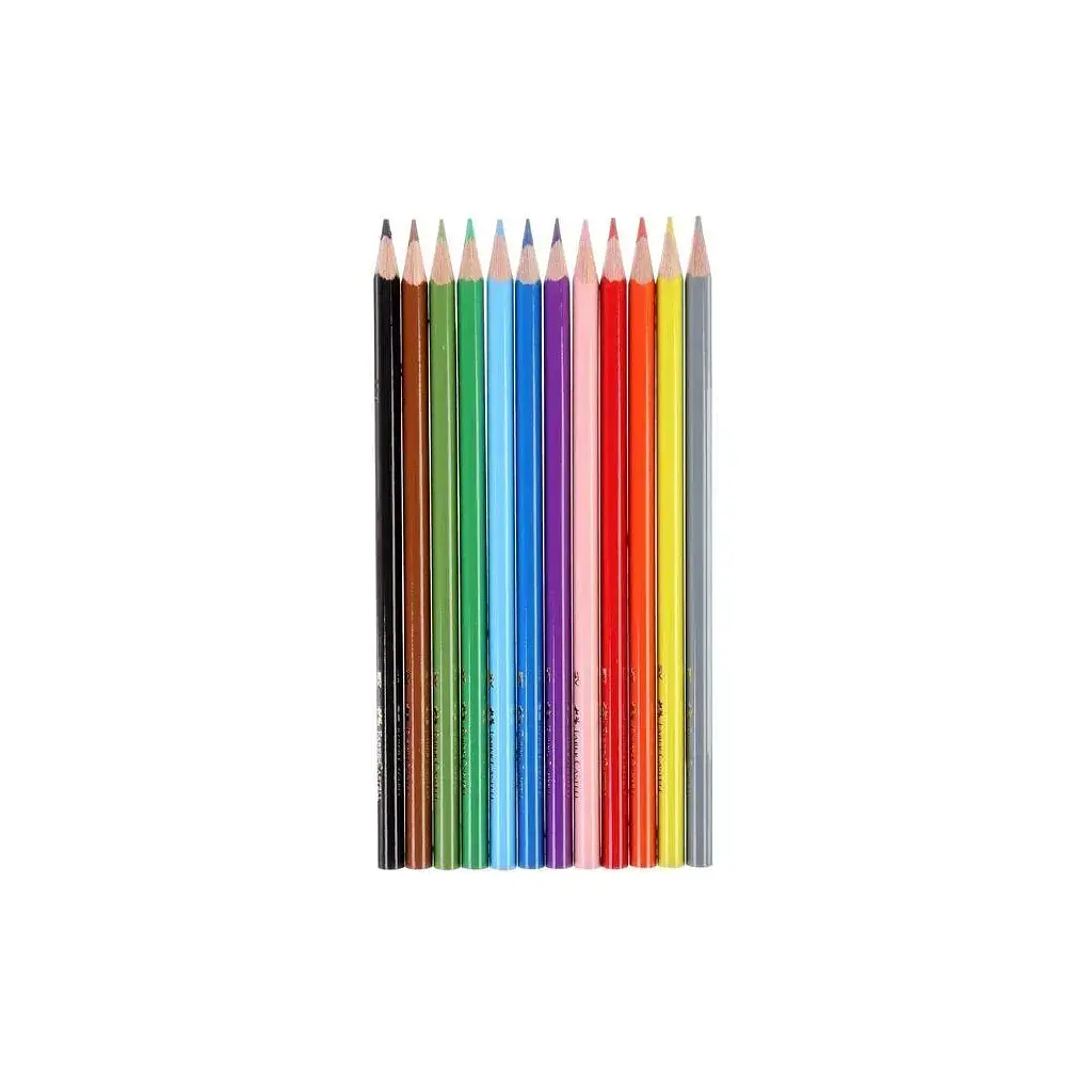 Олівці кольорові Faber-Castell тригранні, 12 кольорів + стругачка (120523) (21614) - фото 2