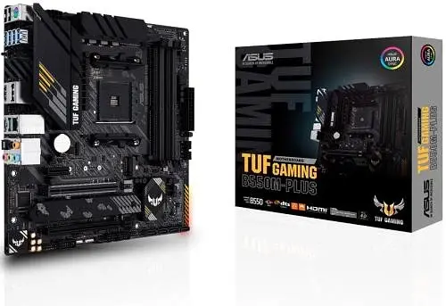 Мат.плата AM4 (B550) Asus TUF GAMING B550M-PLUS, B550, 4xDDR4, CrossFire, Int.Video(CPU), 4xSATA3, 2xM.2, 1xPCI-E 16x 4.0, 1xPCI-E 16x 3.0, 1xPCI-E 1x 3.0, ALC S1200A, RTL8125B, 8xUSB3.2/6xUSB2.0, HDMI/DP, MicroATX