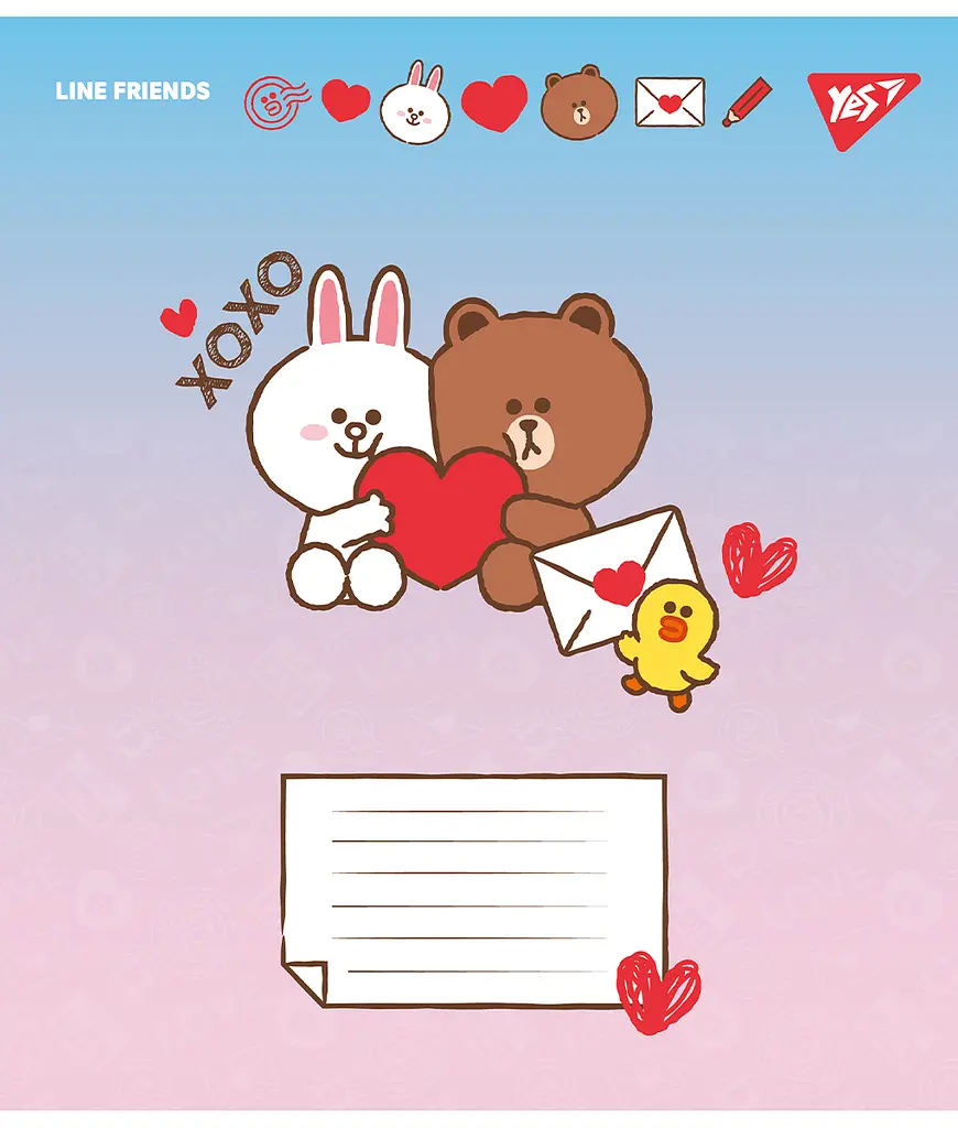 Набір зошитів шкільних YES А5/12 лінія Line Friends Love letter 25 шт (766948) - фото 6