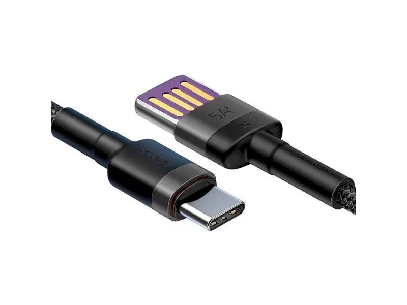 Кабель USB Type-C BASEUS Cafule HW Quick Charging Data cable For Type-C 40W 1m Gray Black (CATKLF-PG1) - фото 2