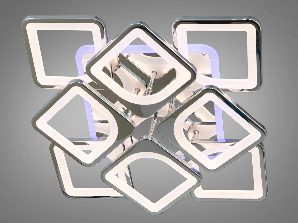 Светодиодная люстра смарт светильник с пультом, подсветкой, 130W, хром - фото 2