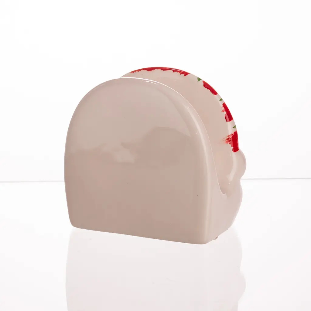 Салфетница Yiwu на стол новогодняя кухонная Santa Ø15 см фарфоровая CR-1-37 - фото 4