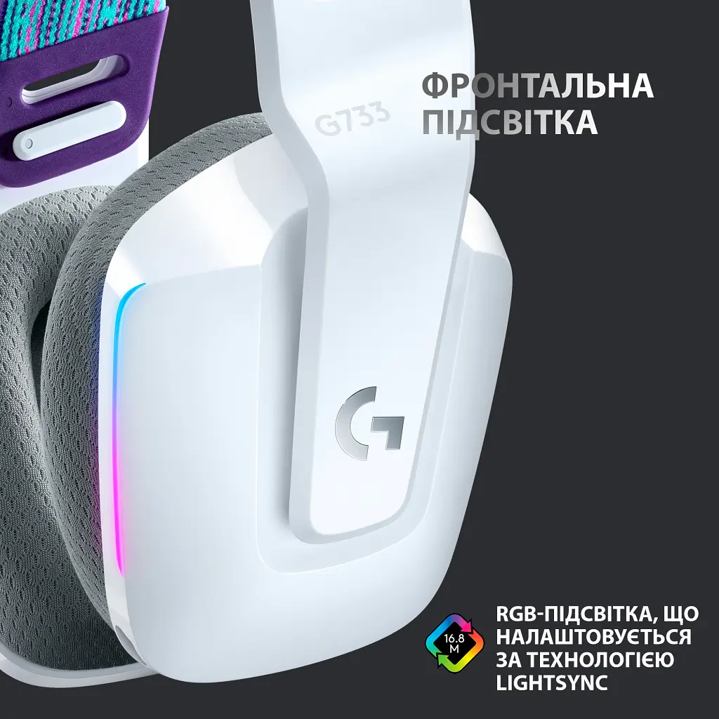 Навушники Logitech G733 Lightspeed Wireless RGB Gaming Headset White (981-000883) - фото 4