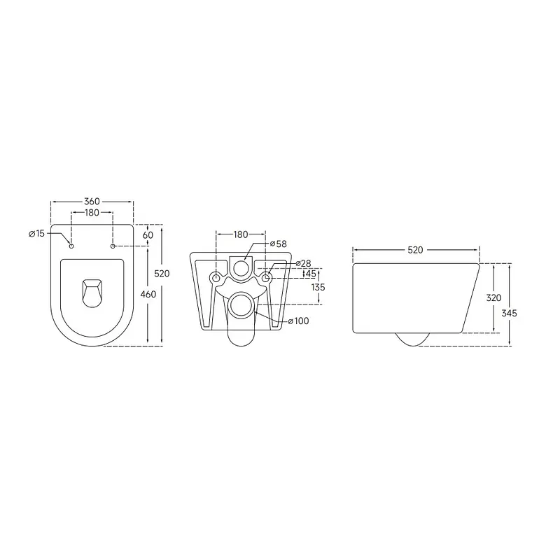 Унітаз підвісний Mixxus Ellipse-0306-R 520x360x365 мм, Rimless MI6708, Білий - фото 3