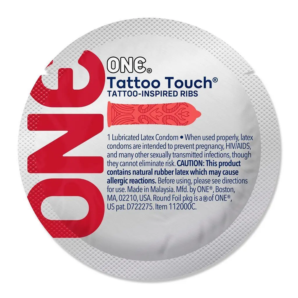 Презервативи ONE Tattoo Touch з ребристою поверхнею у вигляді тату, 1 шт One One Tattoo Touch 101887