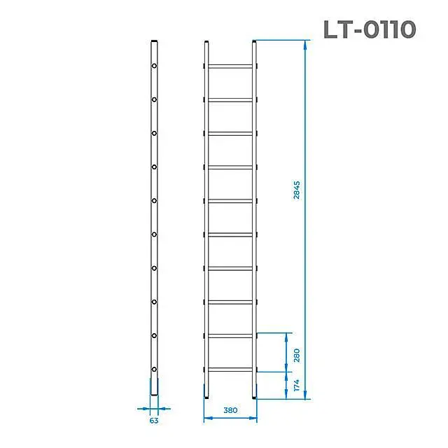 Лестница приставная алюминиевая Intertool высота 2840 мм х 10 ступеней LT-0110 - фото 2