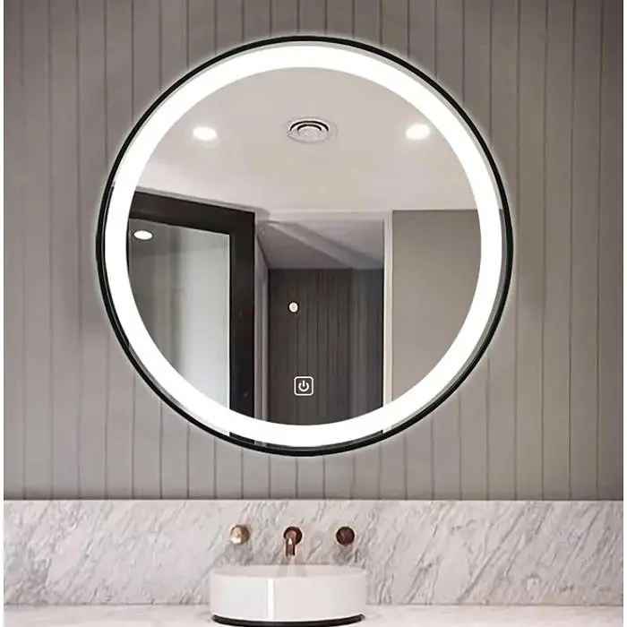 Дзеркало Dusel Led DE-M2071D Black кругле 100x100 см сенсорне включення + підігрів, Чорний - фото 4