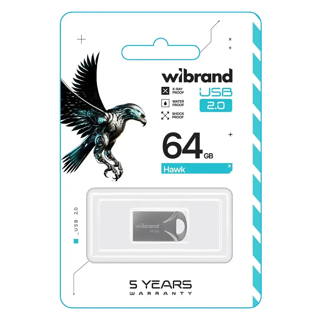 USB флеш накопичувач Wibrand 64GB Hawk Silver USB 2.0 (WI2.0/HA64M1S) - фото 2