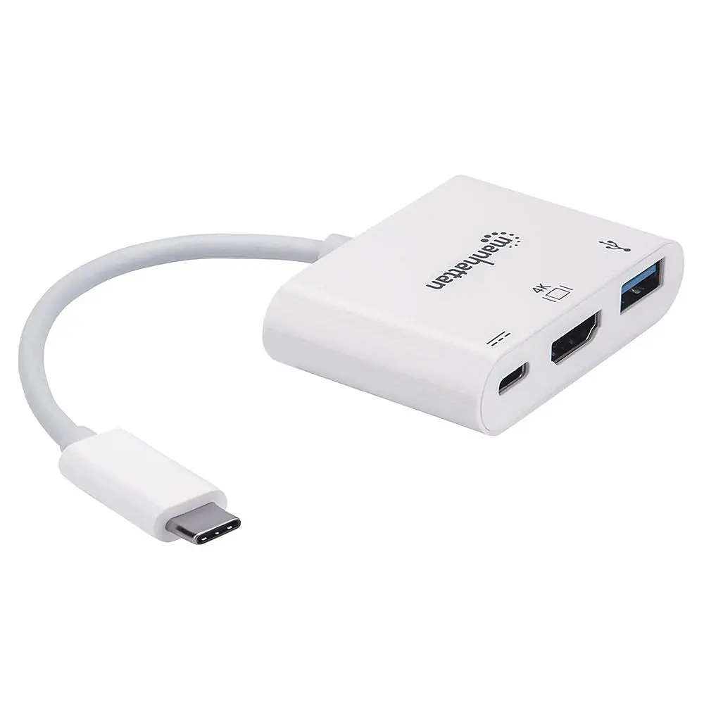 Док-станція USB3.1 Type-C - HDMI/USB 3.0/PD 60W 4-in-1 White Manhattan (152945) - фото 3