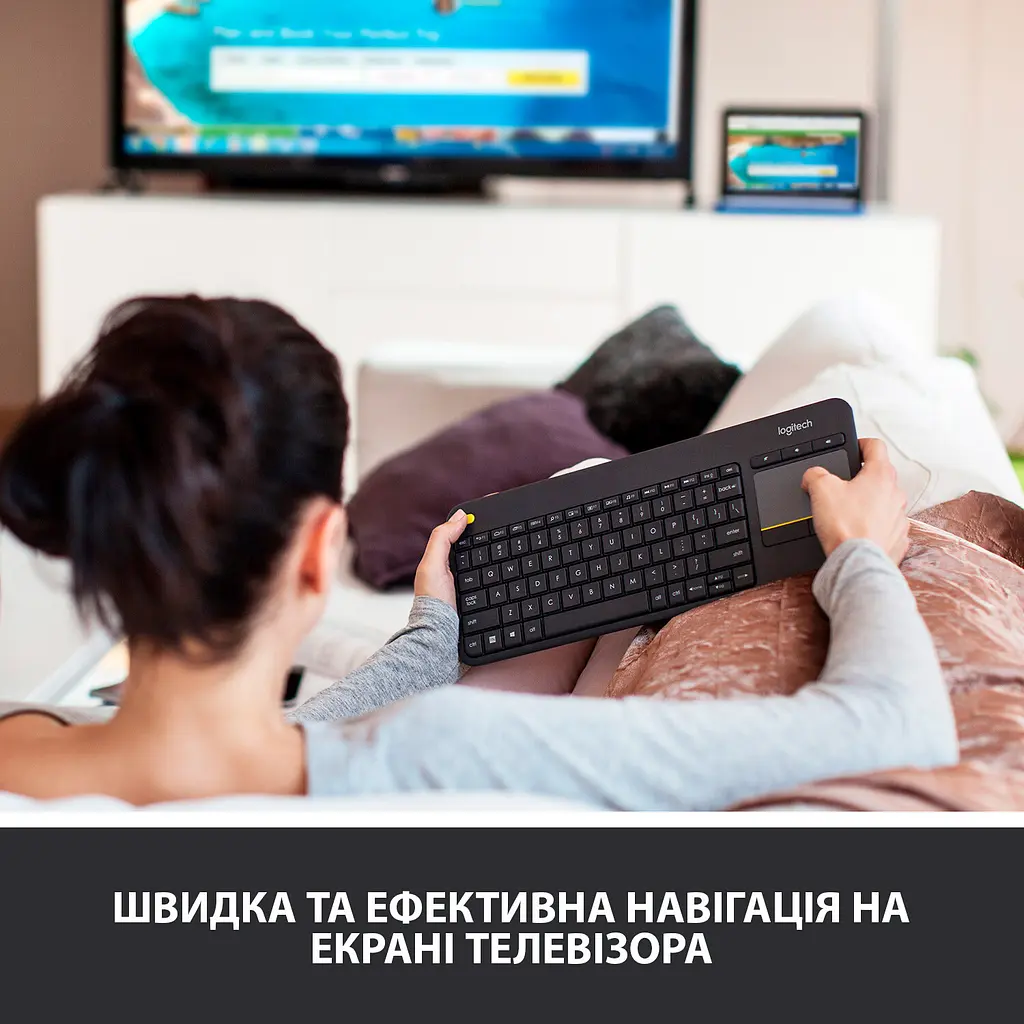 Клавіатура Logitech K400 Plus Touch Wireless Black UA (920-007145) [81156] - фото 4