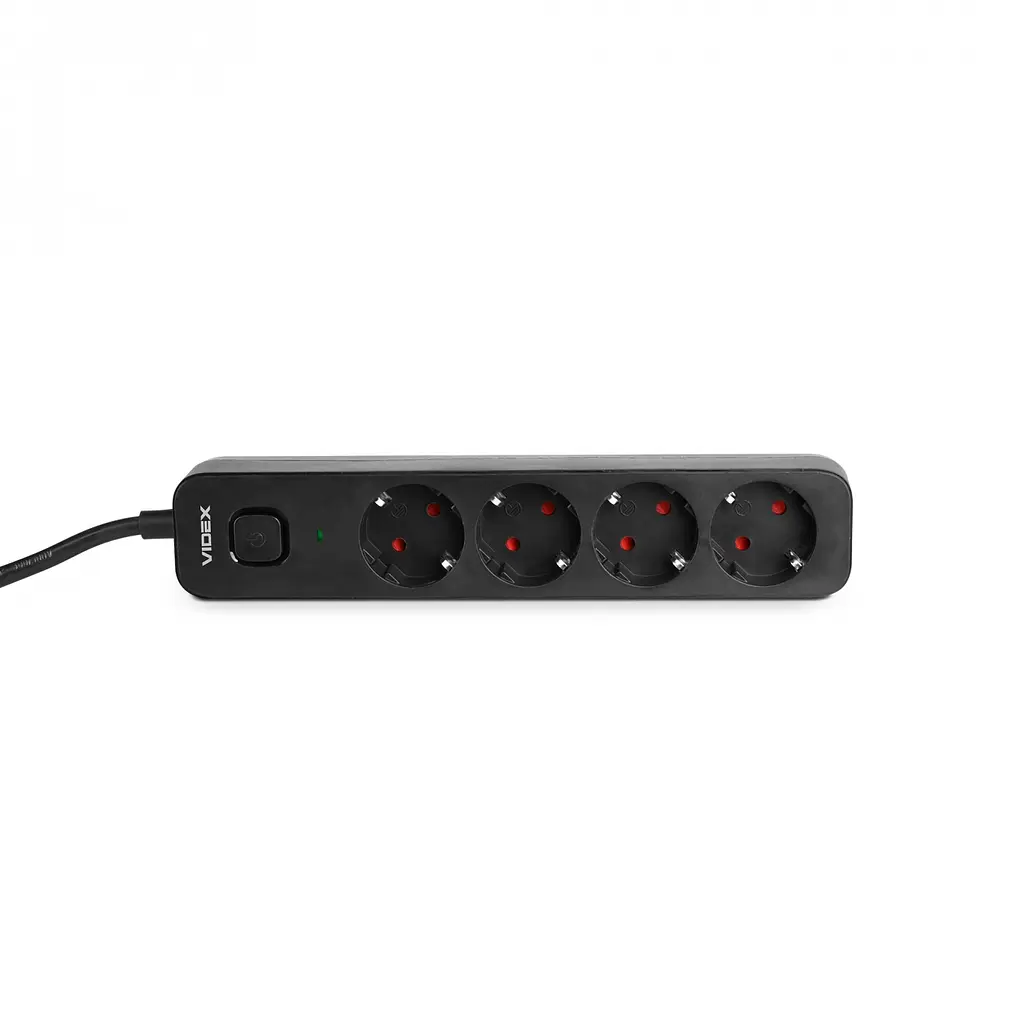 Подовжувач мережевий Videx Oncord з кнопкою з/з 4п 3 м 3x1.5 мм black (VF-PD43G-B) - фото 4
