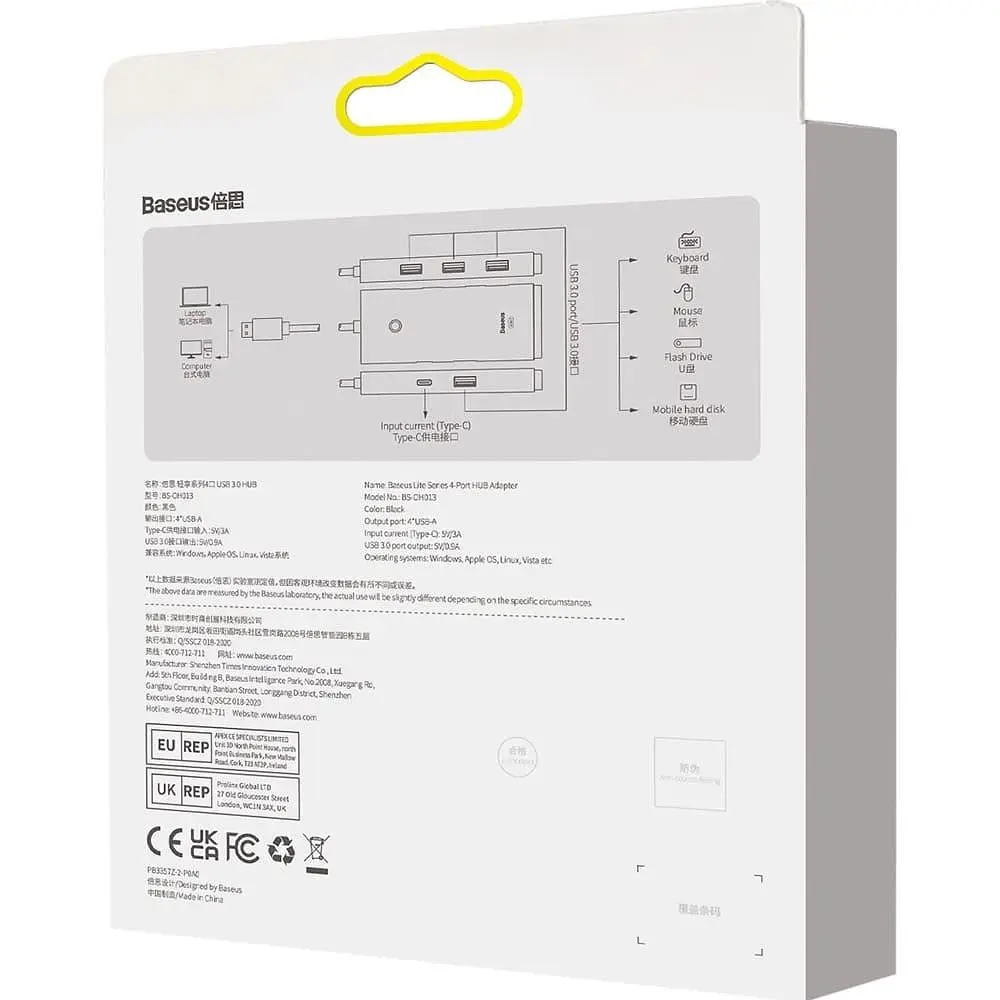 USB-Хаб Baseus Lite Series 4-Port (USB-A to USB 3.0*4) 2m black (WKQX030201) - фото 10