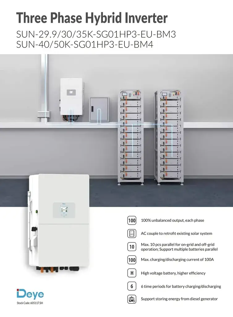 Гібридний інвертор Deye SUN-30K-SG01HP3-EU-BM3 30 кВт для великих сонячних систем з 3 MPPT контролерами - фото 3