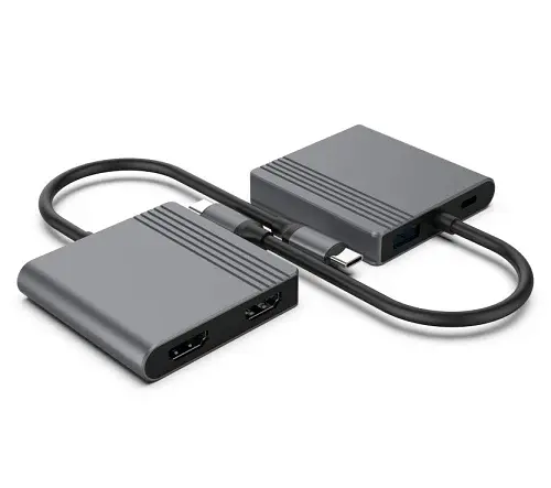 Хаб USB A-CM-COMBO3-04, Grey, Type-C 3.2 - 1xType-C 3.2 (85 Вт) / USB 3.2 / 2xHDMI 4K 30 Гц Gembird teh0027592 - фото 4