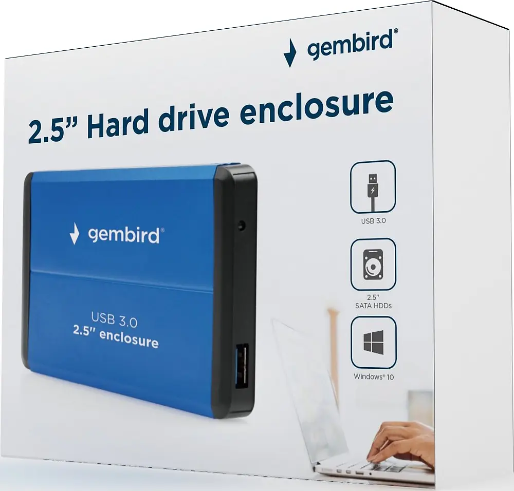 Кишеня зовнішня Gembird EE2-U3S-2-B 2.5" USB 3.0 blue - фото 4