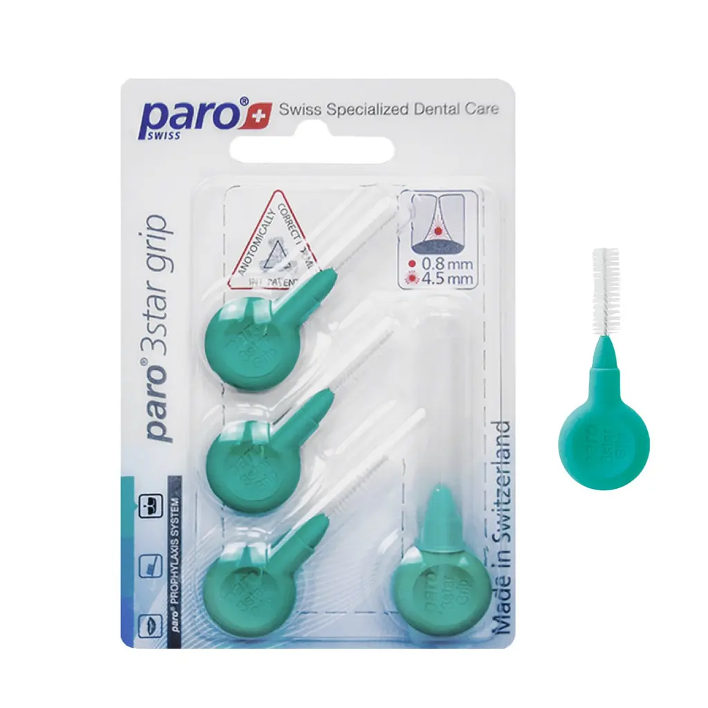Міжзубні щітки Paro 3star grip зелені, середні Ø 4.5 мм, 4 шт