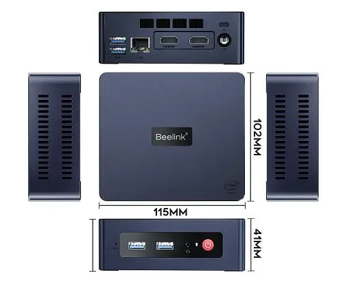 Неттоп Beelink Mini S Black Celeron N5095 8Gb DDR 128Gb SSD M.2 1x2.5" GLan 4xUSB 3.2 2xHDMI Windows 11 Pro крепление VESA в комплекте (BLMSN50908128BK_W6) - фото 2