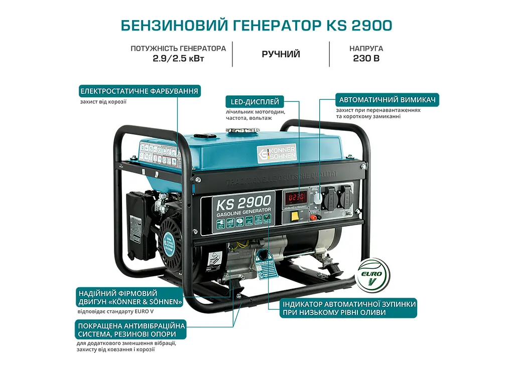 Бензиновый генератор Konner&Sohnen 2,5/2,9 кВт KS 2900 - фото 7