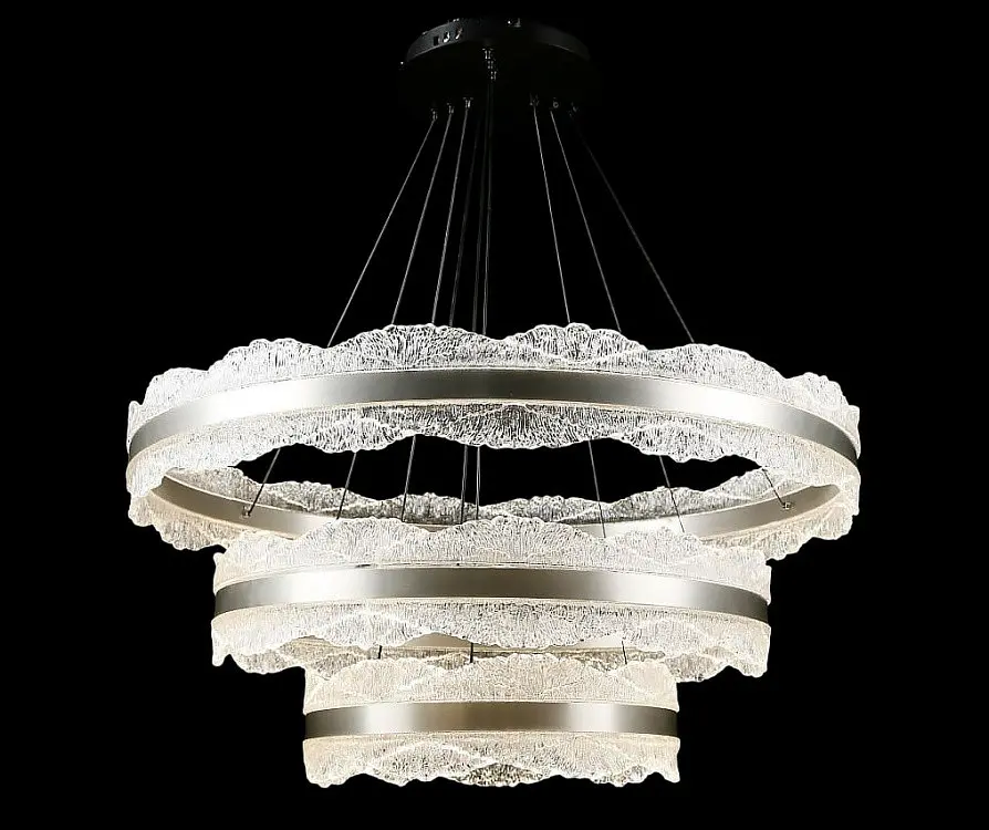 Люстра стельова LED Splendid Ray L83058/800+600+400/3, діаметр 80 см, чорний та сірий, сучасний стиль для дому - фото 4