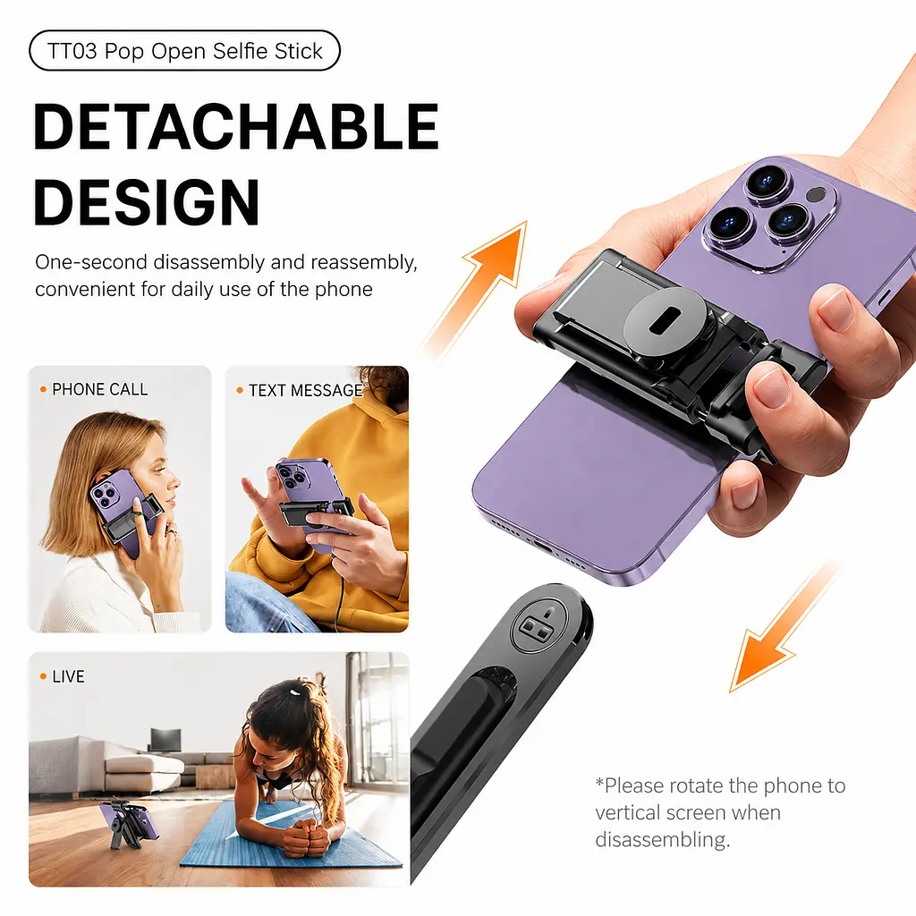 Монопод-штатив TT03 Selfie Stick 1760 мм з Bluetooth-пультом - фото 7
