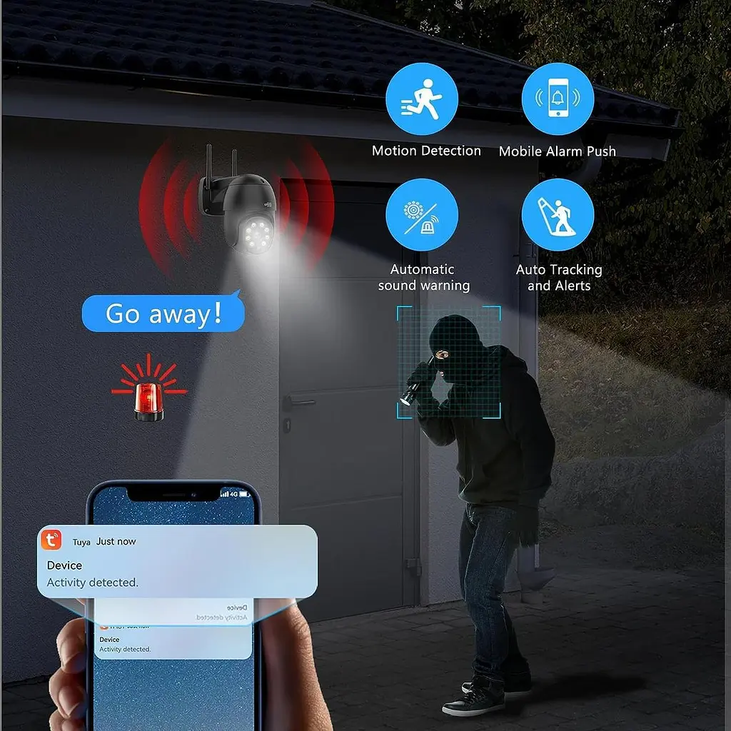 Wi-Fi камера спостереження ENSTER 2.5K 4MP з PTZ, кольоровим нічним баченням, автотрекінгом, IP66 - фото 2