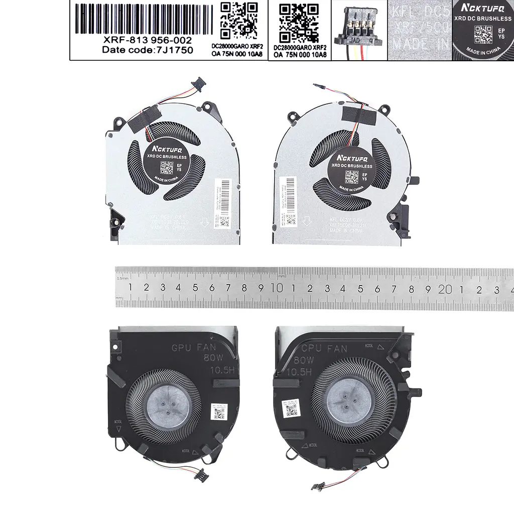 Вентилятори для HP Victus 16-D 16T-D 16-E TPN-Q263 TPN-Q264 80W, (CPU+GPU Fan, M54776-001, NS75C06-20K21/20K22, Аналог) - фото 3
