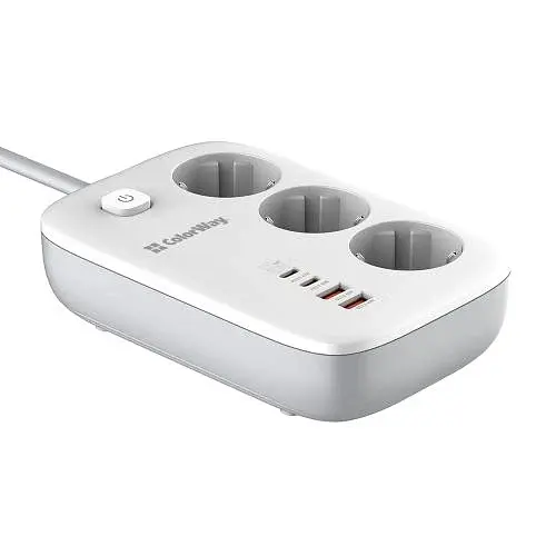 Мережевий фільтр GaN3 Pro, 3 розетки, 2 м, White ColorWay teh0028204 - фото 4