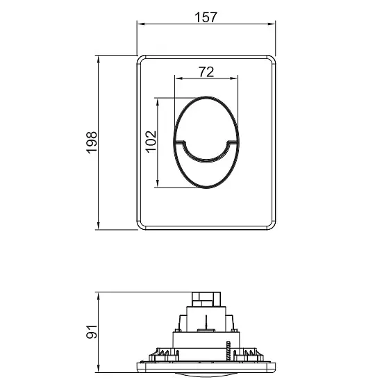 Панель змиву пластикова Koer KT-0606-03 157x198x3mm, кнопка закруглена біла KR5713, Білий - фото 4