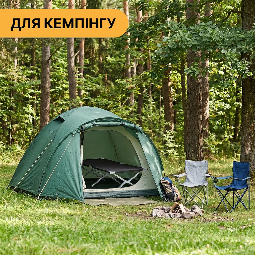 Армійська похідна розкладачка LEOBRO до 120 кг Чорна (LB-MC-A1-BLK) - фото 4