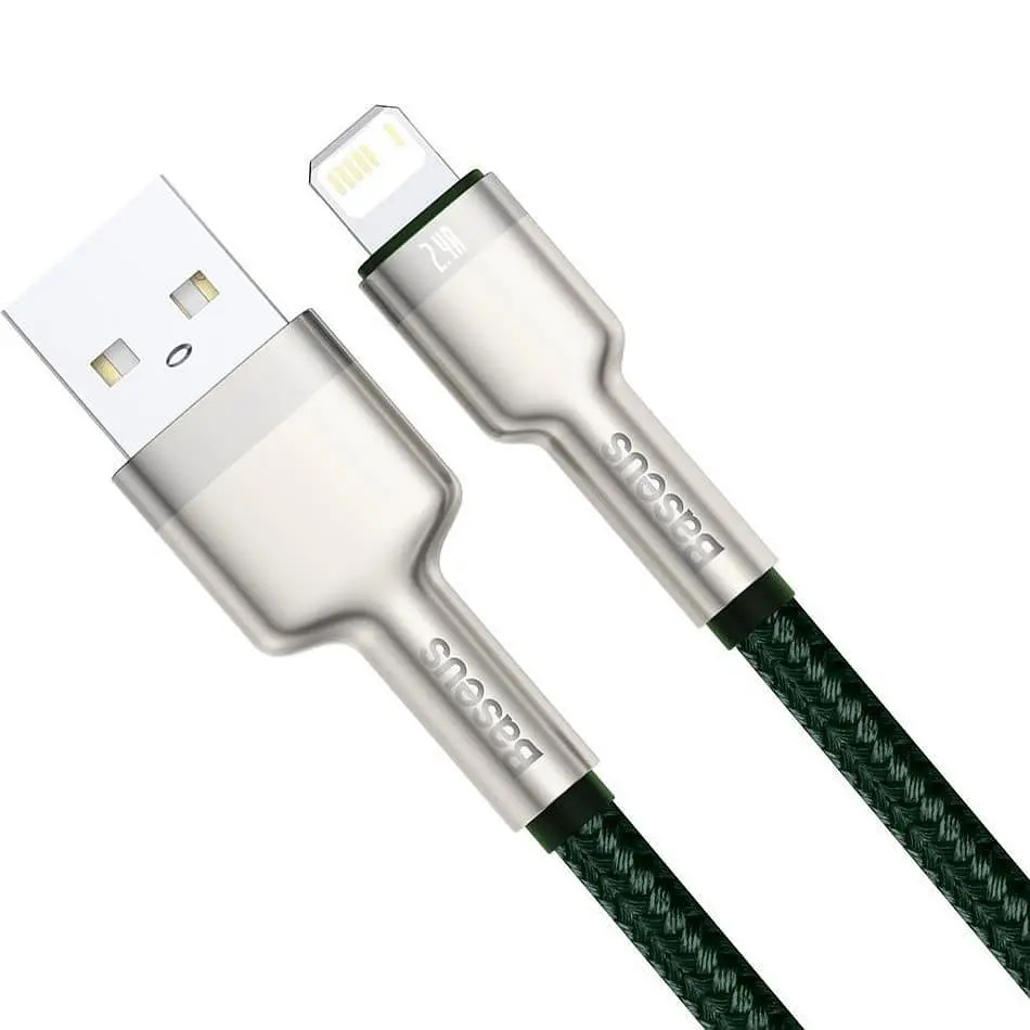Кабель Baseus Cafule Metal Lightning 2.4A (2m) green (CALJK-B06) - фото 4