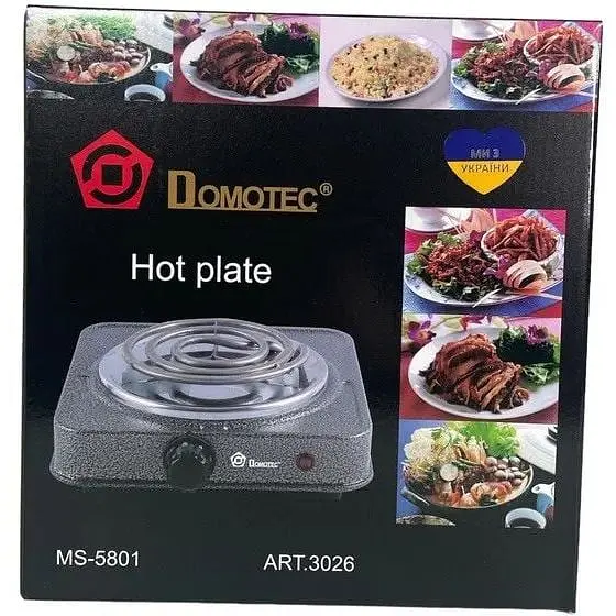 Плита одноконфоркова електрична кухонна Domotec MS-5801 - PRO01 портативна 1000 Вт Сіра - фото 5