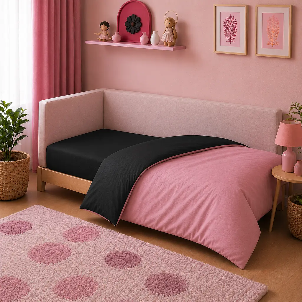 Дитяча постільна білизна MIRSON JUNIOR фланель Black/Pink 150х220см (2200012801703) - фото 9