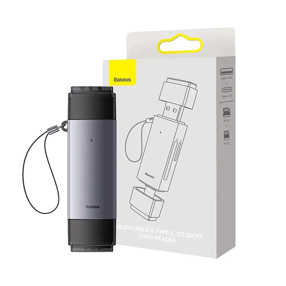 Карт рiдер Baseus Lite Series USB-A & Type-C to SD/TF Card Reader 2-in-1 зчитувач карт пам'яті WKQX060113 - фото 4